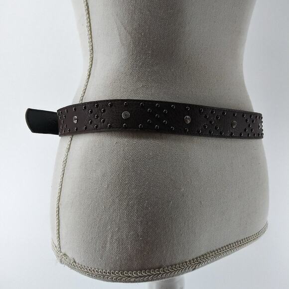 Women's Dark Brown Faux Leather Rhinestone Stud Belt size 8 - Picture 8 of 13
